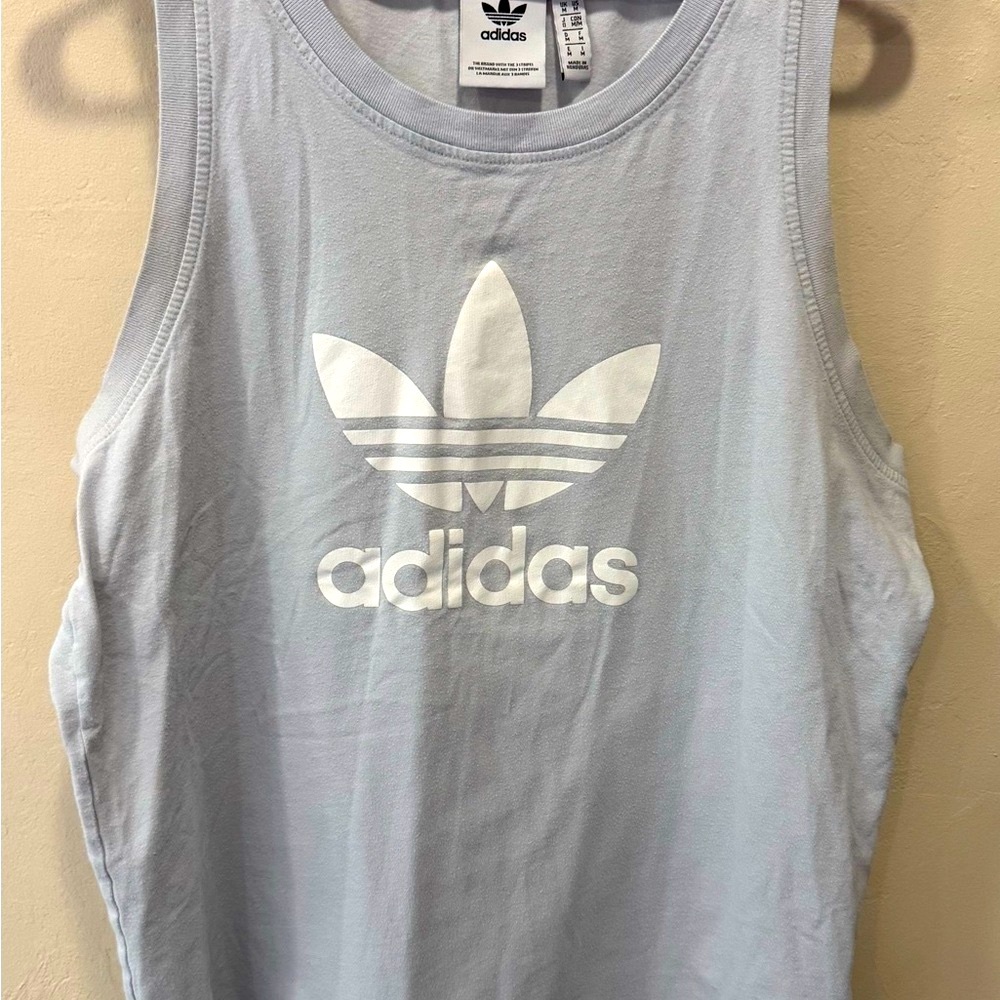 Unisex Adidas Tank Top NWOT Powder Blue White Sz M Excellent Condition